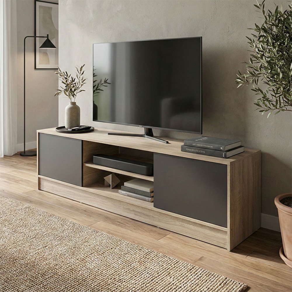 Έπιπλο Τηλεόρασης Sasa Pakoworld Sonoma-Ανθρακί 150X35X41.5Εκ