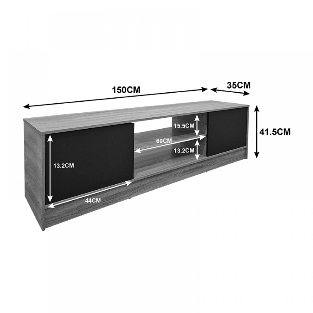 Έπιπλο Τηλεόρασης Sasa Pakoworld Sonoma-Ανθρακί 150X35X41.5Εκ