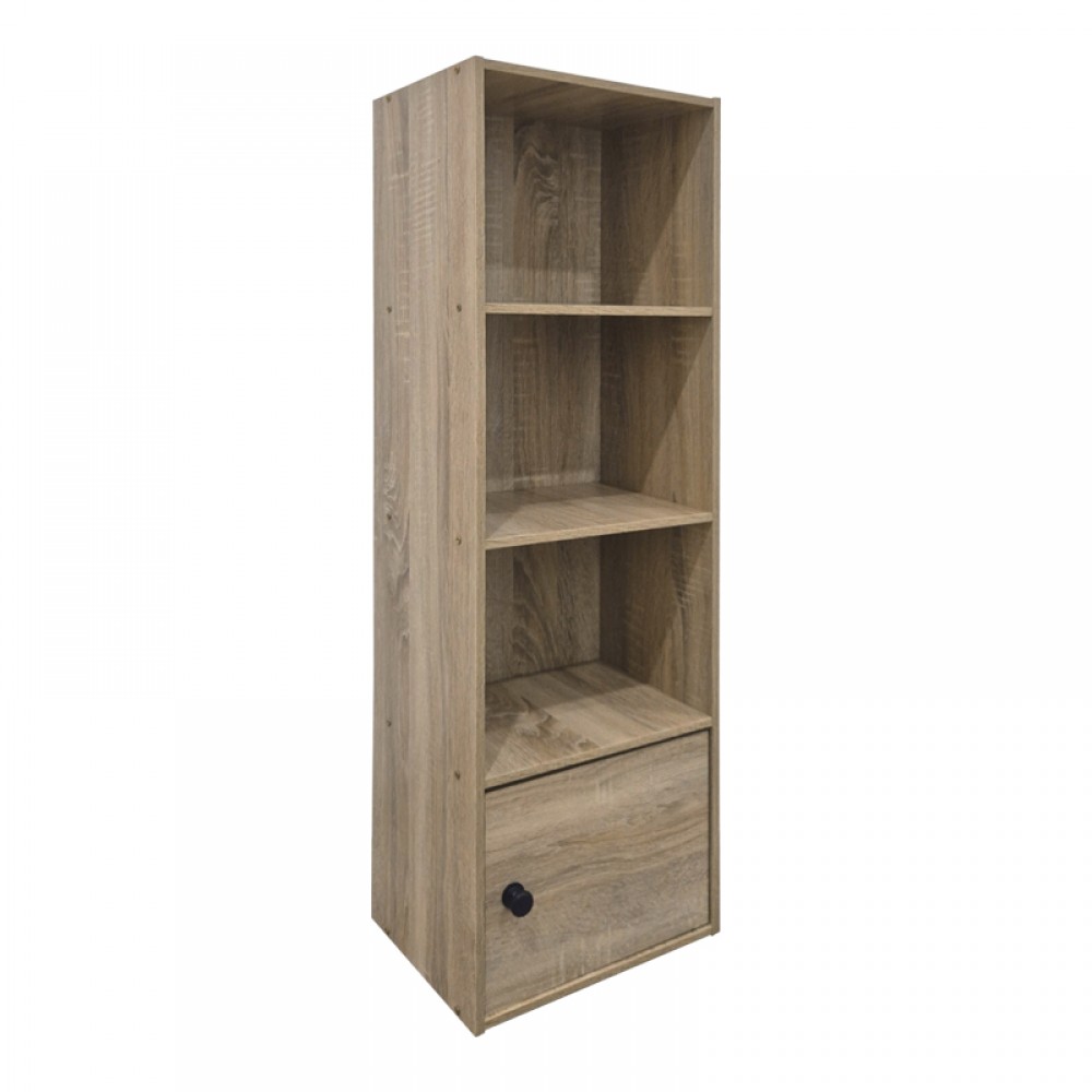Βιβλιοθήκη-Στήλη Lenobia Pakoworld Με Ντουλάπι Sonoma 30.5X24X95Εκ