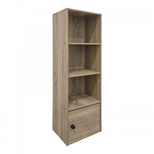 Βιβλιοθήκη-Στήλη Lenobia Pakoworld Με Ντουλάπι Sonoma 30.5X24X95Εκ