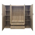 Ντουλάπα Τετράφυλλη Με 2 Συρτάρια Alvia Pakoworld Sonoma 200X51X180Εκ
