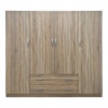 Ντουλάπα Τετράφυλλη Με 2 Συρτάρια Alvia Pakoworld Sonoma 200X51X180Εκ