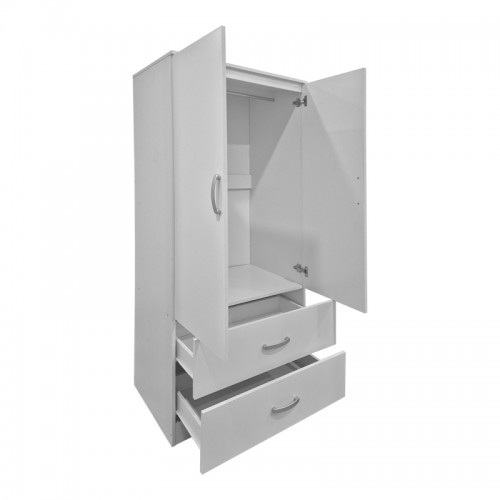 Ντουλάπα Δίφυλλη Με 2 Συρτάρια Alvia Pakoworld Λευκή 80X51.5X180Εκ