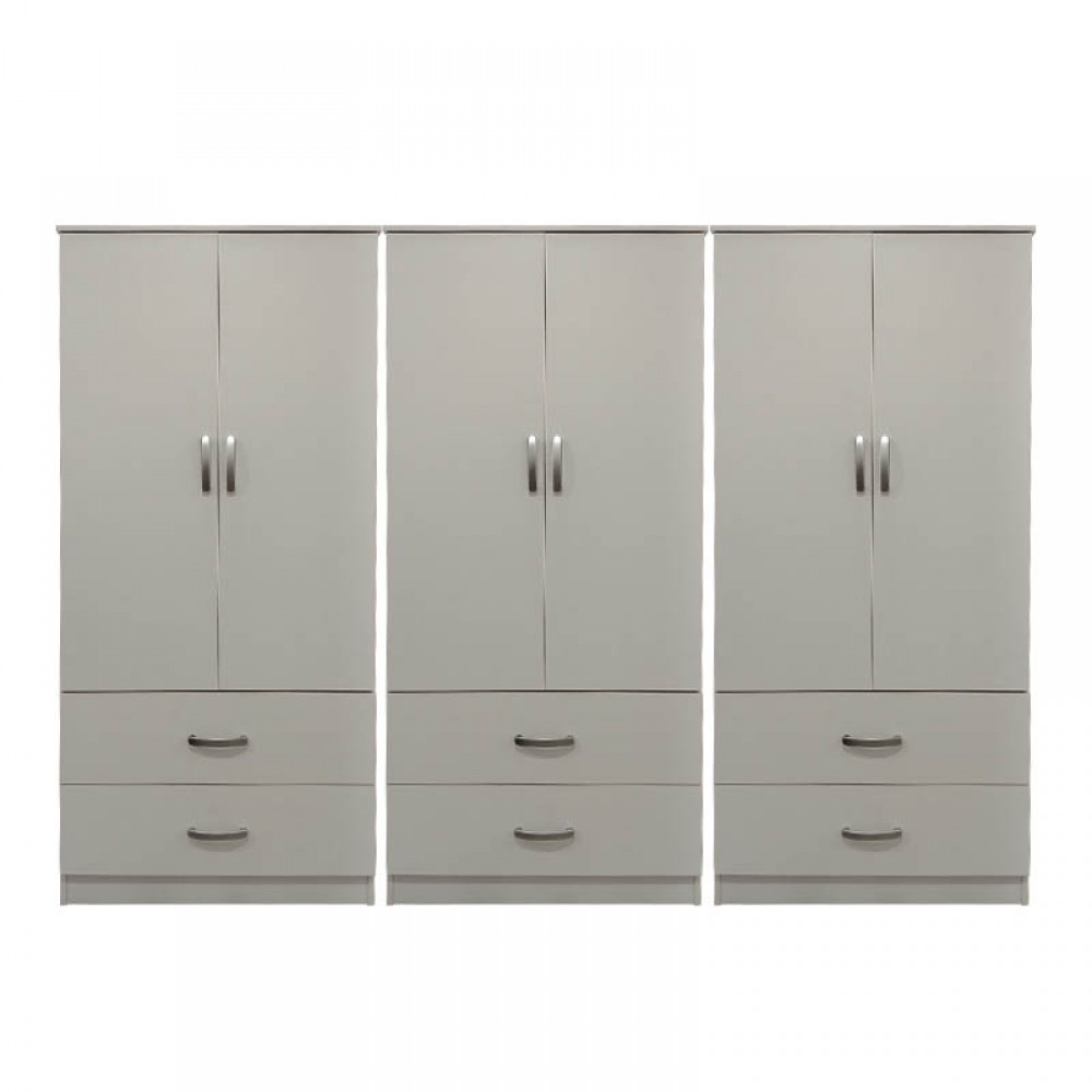 Ντουλάπα Εξάφυλλη Με Συρτάρια Athos Pakoworld Λευκή 240X42X180Εκ