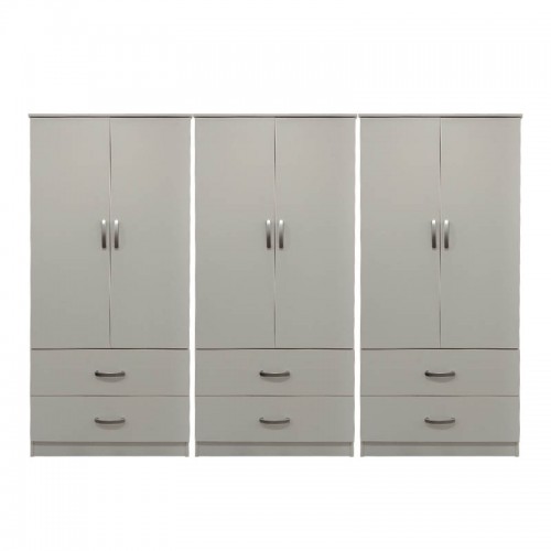 Ντουλάπα Εξάφυλλη Με Συρτάρια Athos Pakoworld Λευκή 240X42X180Εκ