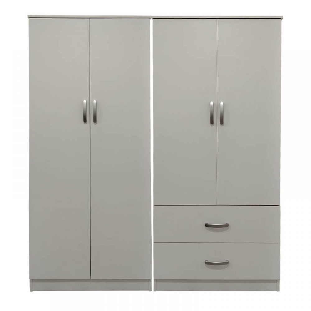 Ντουλάπα Τετράφυλλη Athos Pakoworld Λευκή 160X42X180Εκ