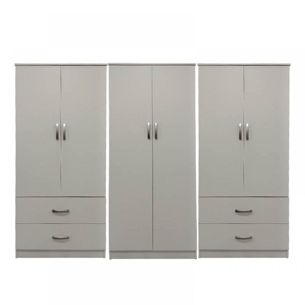 Ντουλάπα Εξάφυλλη Athos Pakoworld Λευκή 240X42X180Εκ