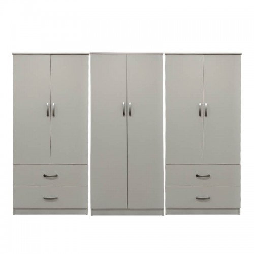 Ντουλάπα Εξάφυλλη Athos Pakoworld Λευκή 240X42X180Εκ