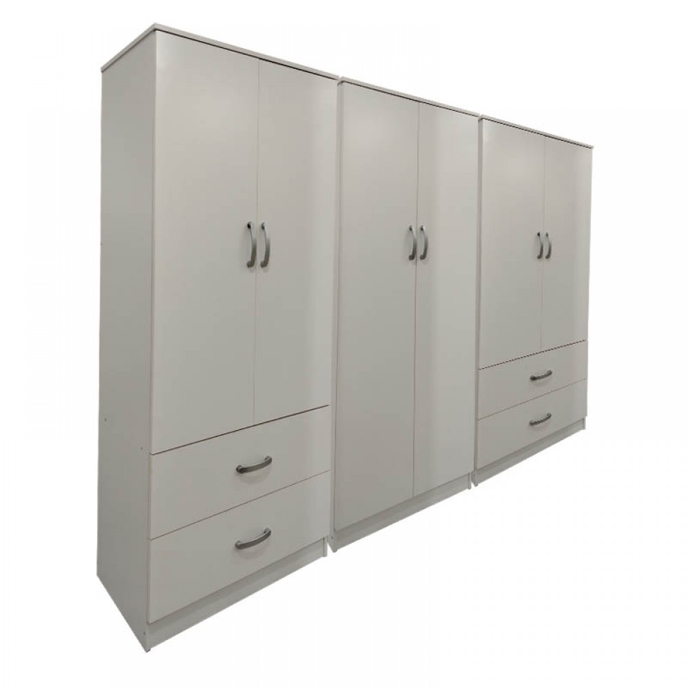 Ντουλάπα Εξάφυλλη Athos Pakoworld Λευκή 240X42X180Εκ