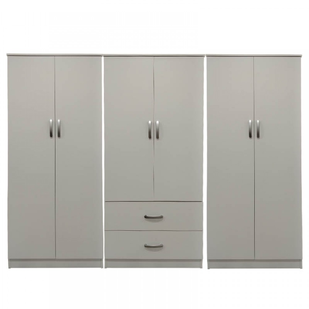 Ντουλάπα Εξάφυλλη Athos I Pakoworld Λευκή 240X42X180Εκ