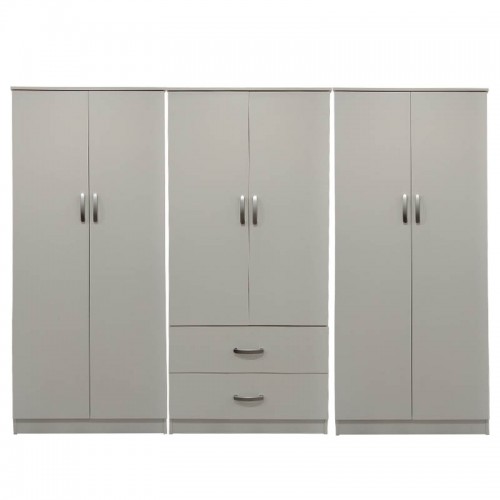 Ντουλάπα Εξάφυλλη Athos I Pakoworld Λευκή 240X42X180Εκ
