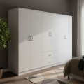 Ντουλάπα Εξάφυλλη Athos I Pakoworld Λευκή 240X42X180Εκ