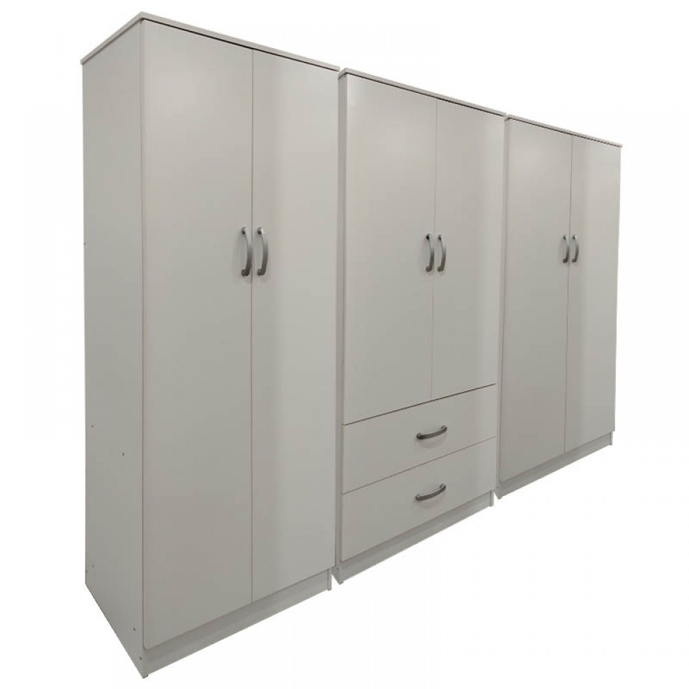 Ντουλάπα Εξάφυλλη Athos I Pakoworld Λευκή 240X42X180Εκ