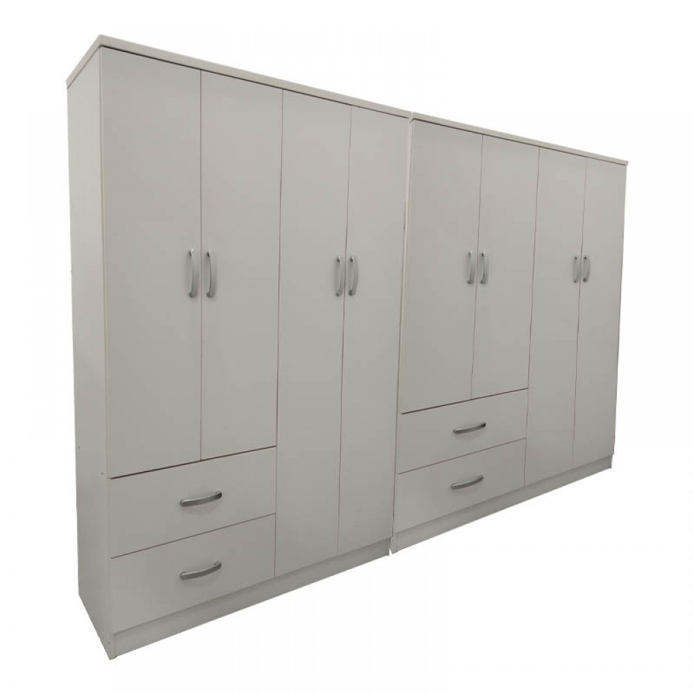 Ντουλάπα Οχτάφυλλη Athos Pakoworld Λευκή 241X42X181Εκ