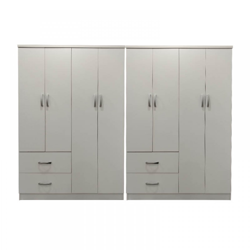Ντουλάπα Οχτάφυλλη Athos Pakoworld Λευκή 241X42X181Εκ