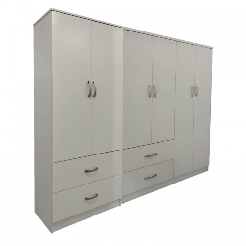 Ντουλάπα Εξάφυλλη Athos Pakoworld Λευκή 200,5X42X180Εκ