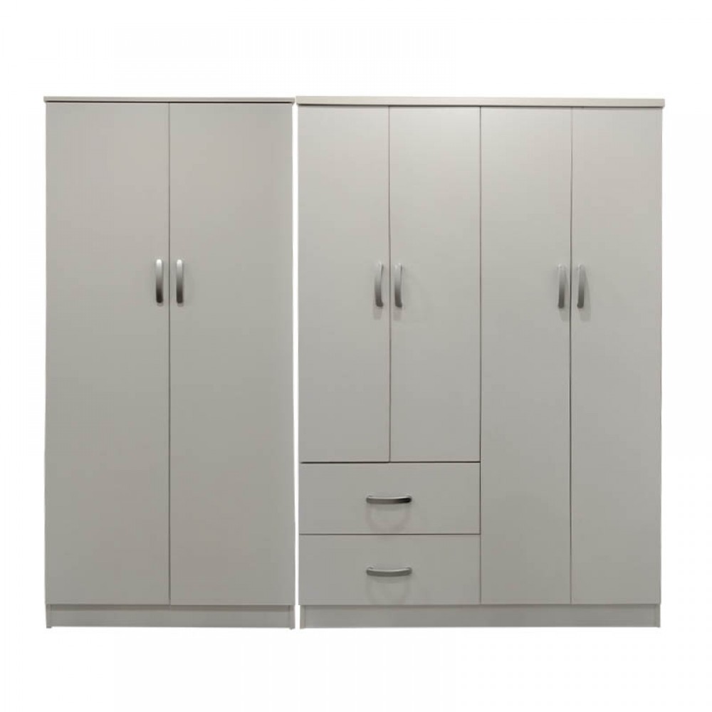 Ντουλάπα Εξάφυλλη Athos Ι Pakoworld Λευκή 200,5X42X180Εκ