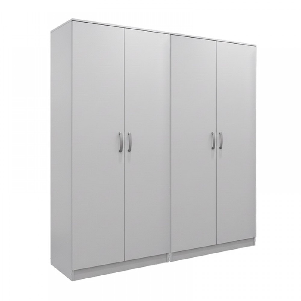 Ντουλάπα Τετράφυλλη Athos Ι Pakoworld Λευκή 160X42X180Εκ