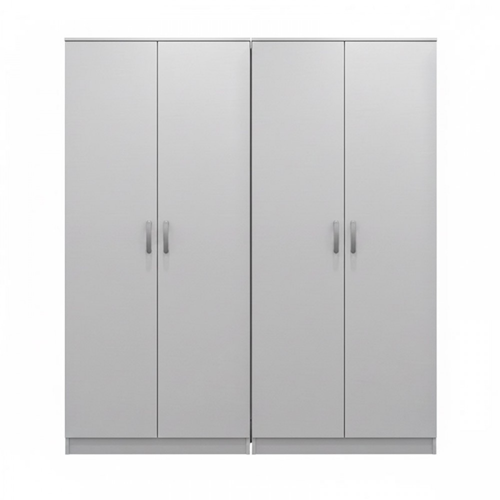 Ντουλάπα Τετράφυλλη Athos Ι Pakoworld Λευκή 160X42X180Εκ