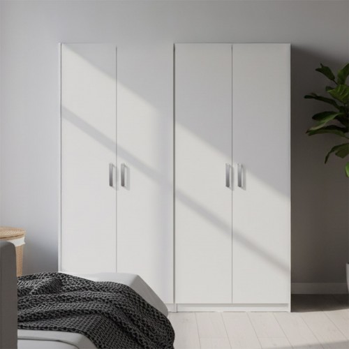 Ντουλάπα Τετράφυλλη Athos Ι Pakoworld Λευκή 160X42X180Εκ