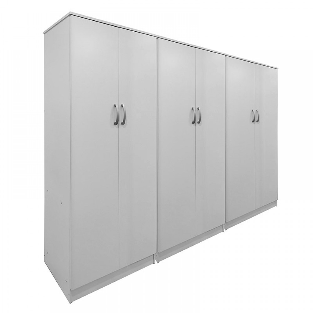Ντουλάπα Εξάφυλλη Athos Ιι Pakoworld Λευκή 240X42X180Εκ