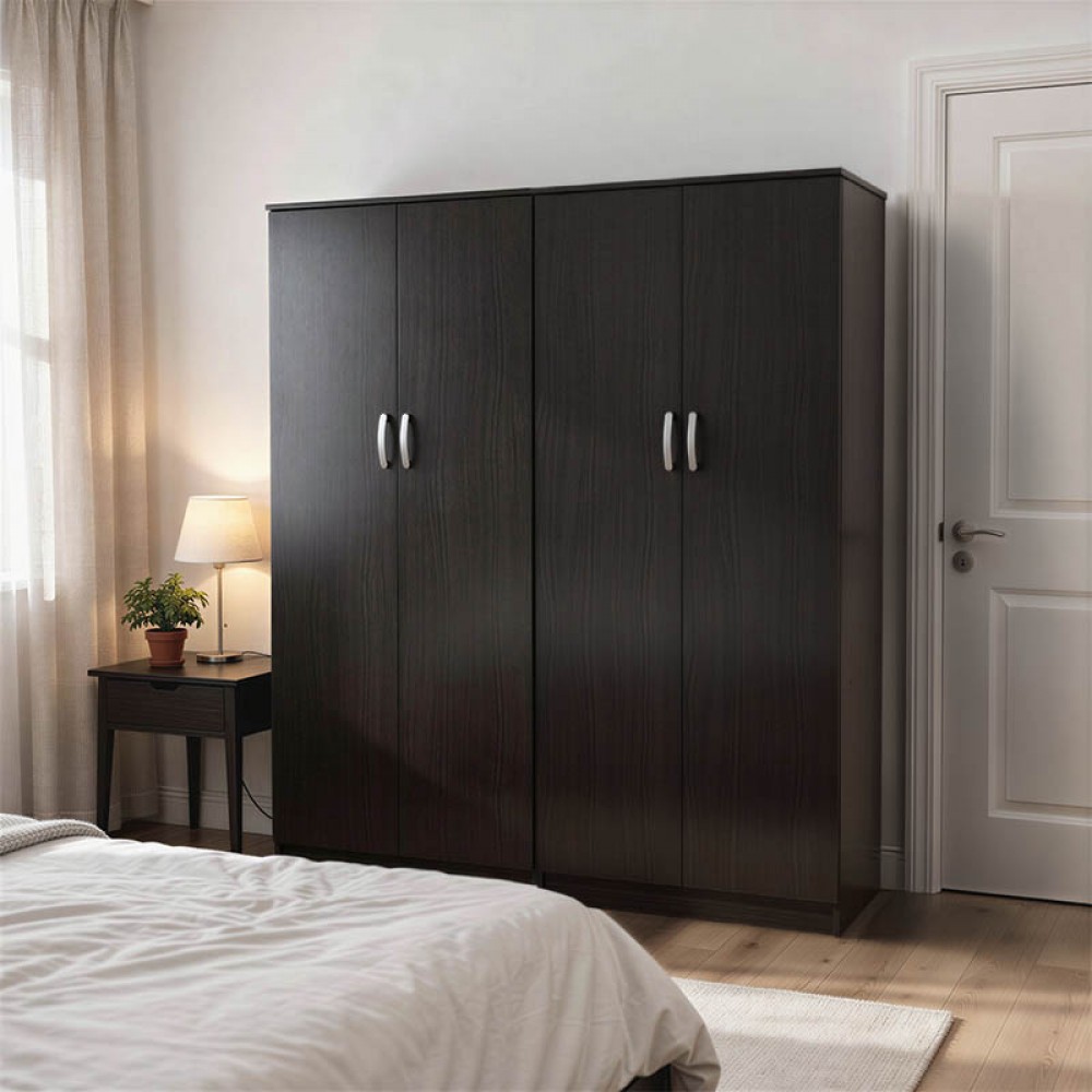Ντουλάπα Τετράφυλλη Athos Ι Pakoworld Wenge 160X42X180Εκ