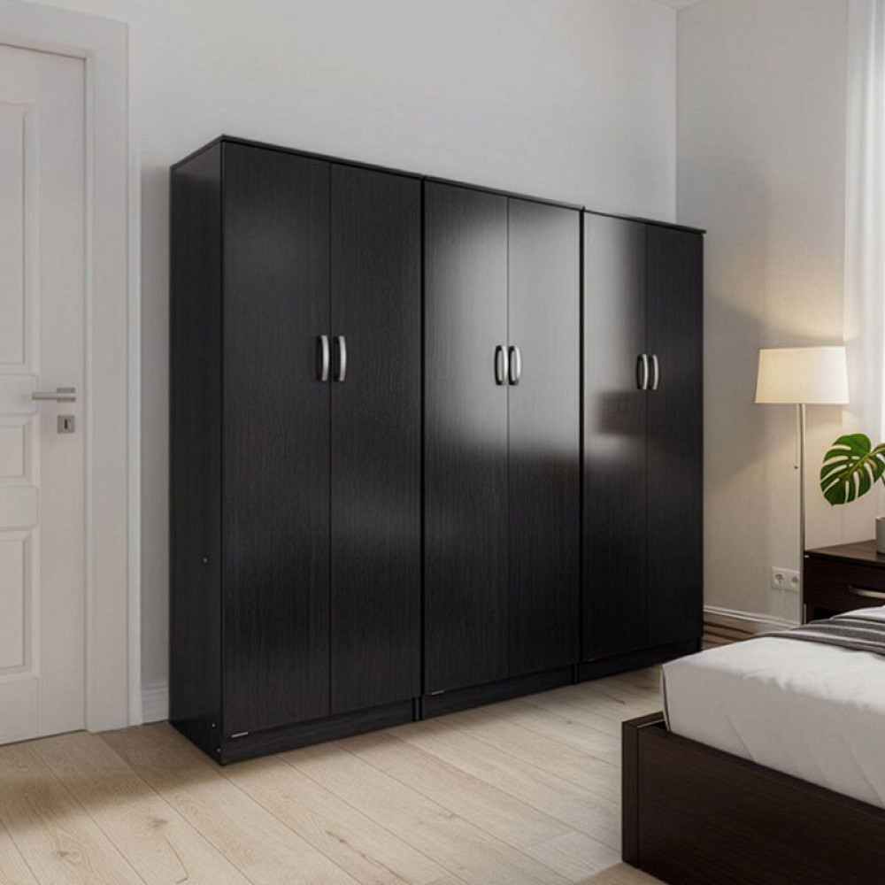 Ντουλάπα Εξάφυλλη Athos Pakoworld Wenge 240X42X180Εκ