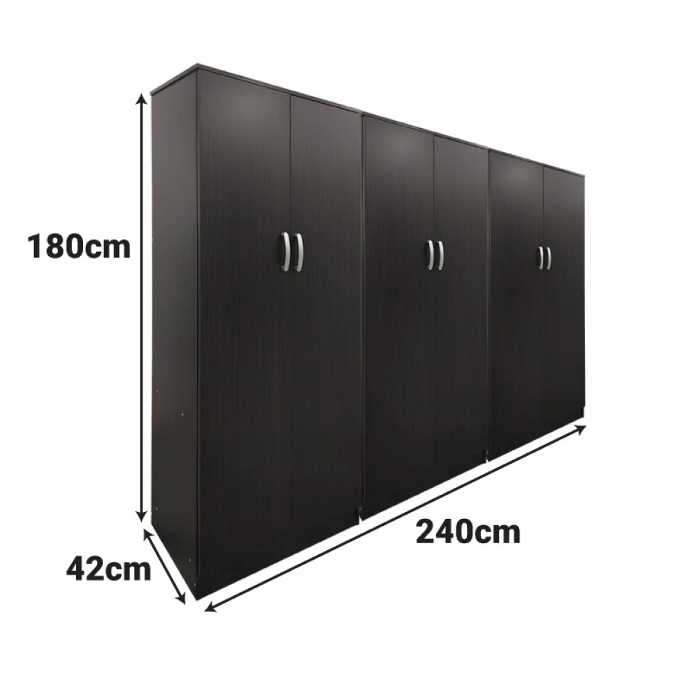 Ντουλάπα Εξάφυλλη Athos Pakoworld Wenge 240X42X180Εκ