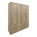 Ντουλάπα Τετράφυλλη Με Συρτάρια Athos Pakoworld Sonoma 160X42X180Εκ