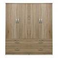 Ντουλάπα Τετράφυλλη Με Συρτάρια Athos Pakoworld Sonoma 160X42X180Εκ