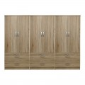 Ντουλάπα Εξάφυλλη Με Συρτάρια Athos Pakoworld Sonoma 240X42X180Εκ
