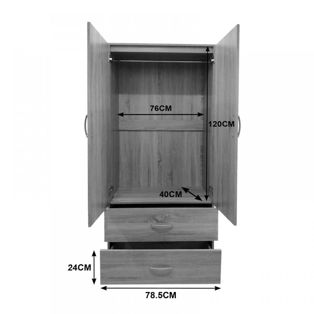 Ντουλάπα Εξάφυλλη Με Συρτάρια Athos Pakoworld Sonoma 240X42X180Εκ