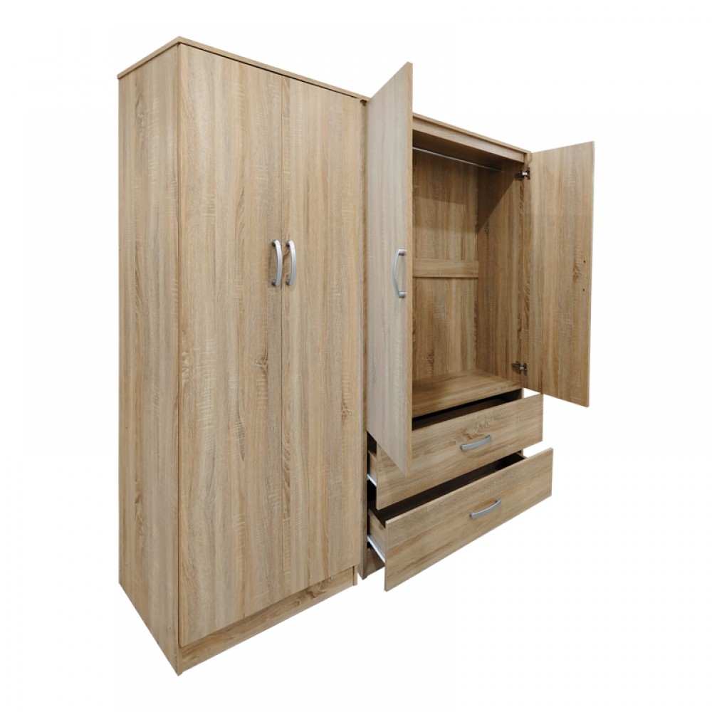 Ντουλάπα Τετράφυλλη Athos Pakoworld Sonoma 160X42X180Εκ