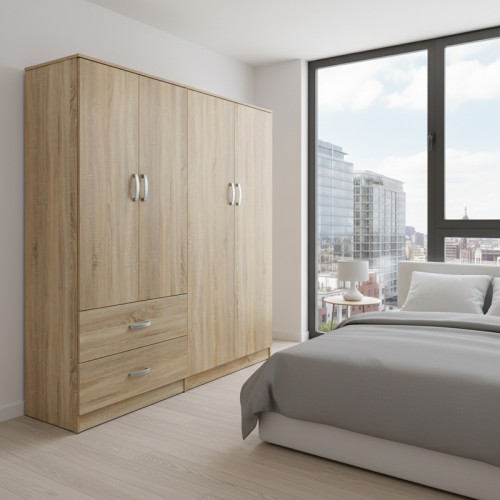 Ντουλάπα Τετράφυλλη Athos Pakoworld Sonoma 160X42X180Εκ