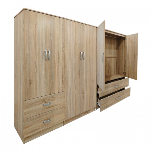 Ντουλάπα Εξάφυλλη Athos Pakoworld Sonoma 240X42X180Εκ