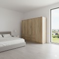 Ντουλάπα Εξάφυλλη Athos Pakoworld Sonoma 240X42X180Εκ