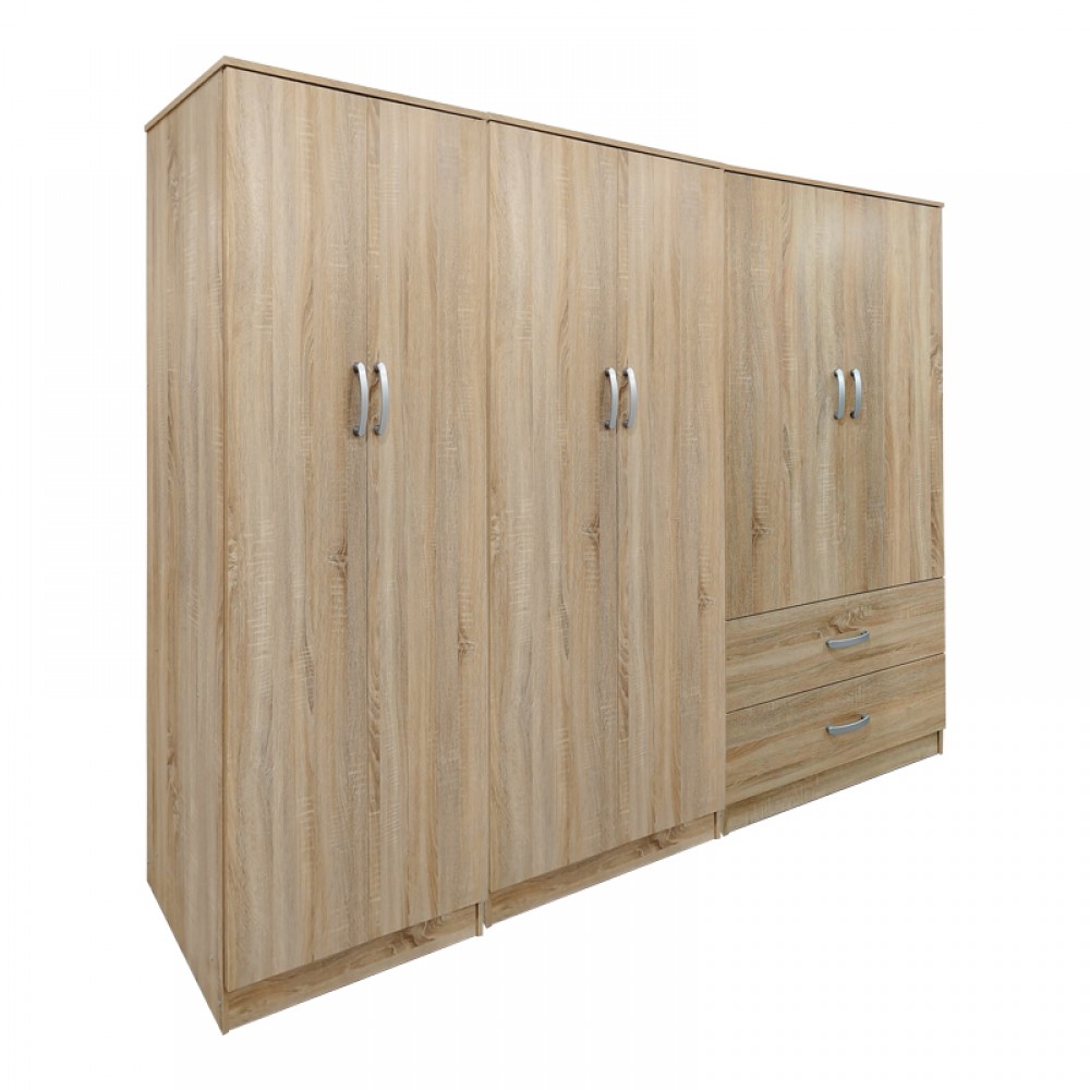 Ντουλάπα Εξάφυλλη Athos I Pakoworld Sonoma 240X42X180Εκ