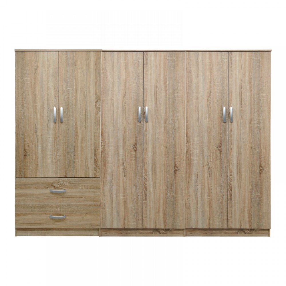 Ντουλάπα Εξάφυλλη Athos I Pakoworld Sonoma 240X42X180Εκ