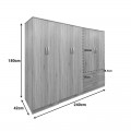 Ντουλάπα Εξάφυλλη Athos I Pakoworld Sonoma 240X42X180Εκ