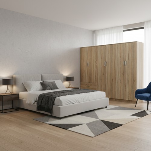 Ντουλάπα Εξάφυλλη Athos I Pakoworld Sonoma 240X42X180Εκ
