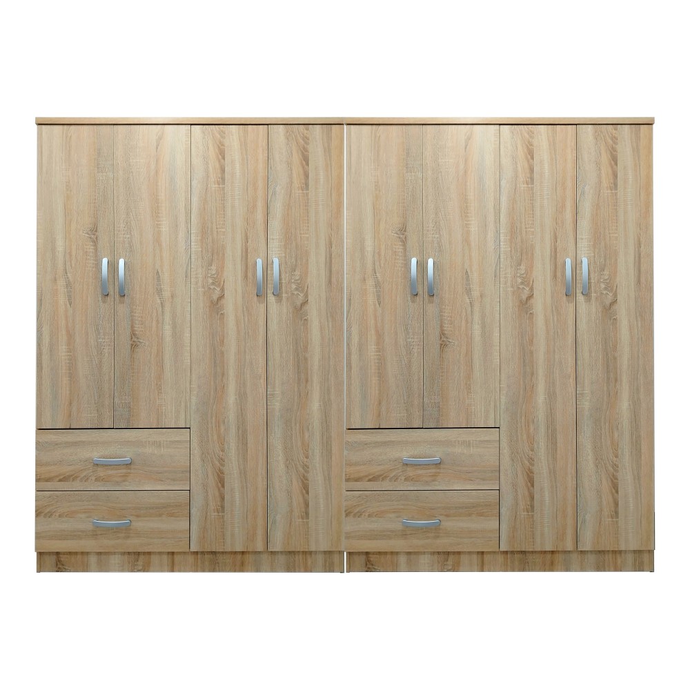 Ντουλάπα Οχτάφυλλη Athos Pakoworld Sonoma 241X42X181Εκ