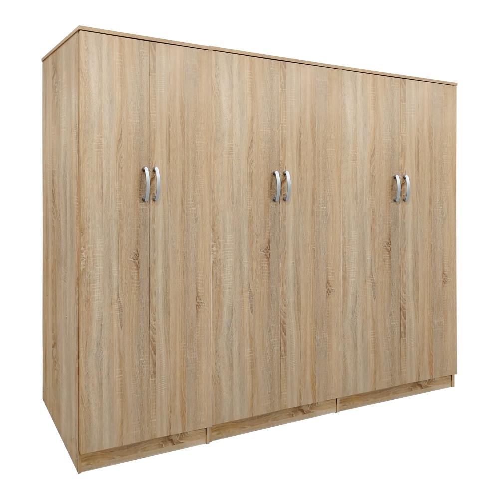 Ντουλάπα Εξάφυλλη Athos Ιι Pakoworld Sonoma 240X42X180Εκ