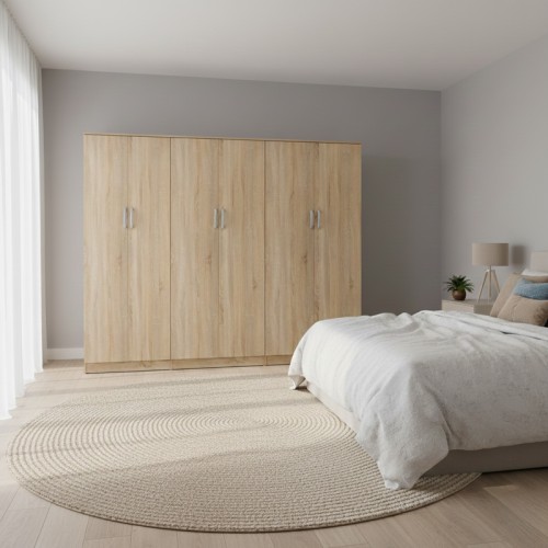 Ντουλάπα Εξάφυλλη Athos Ιι Pakoworld Sonoma 240X42X180Εκ