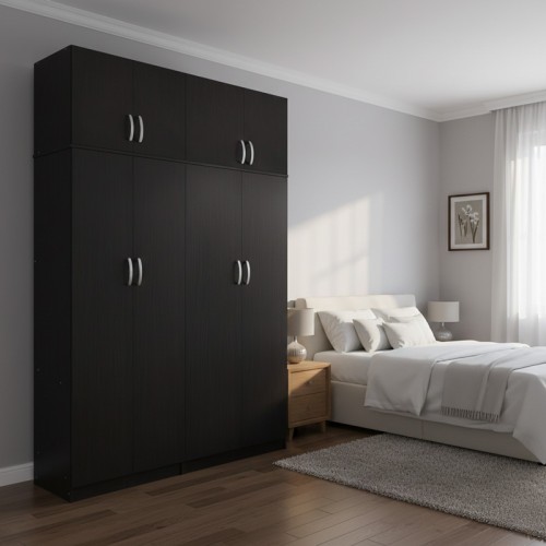 Ντουλάπα Τετράφυλλη Με Πατάρι Athos Ι Pakoworld Wenge 160X42X240Εκ