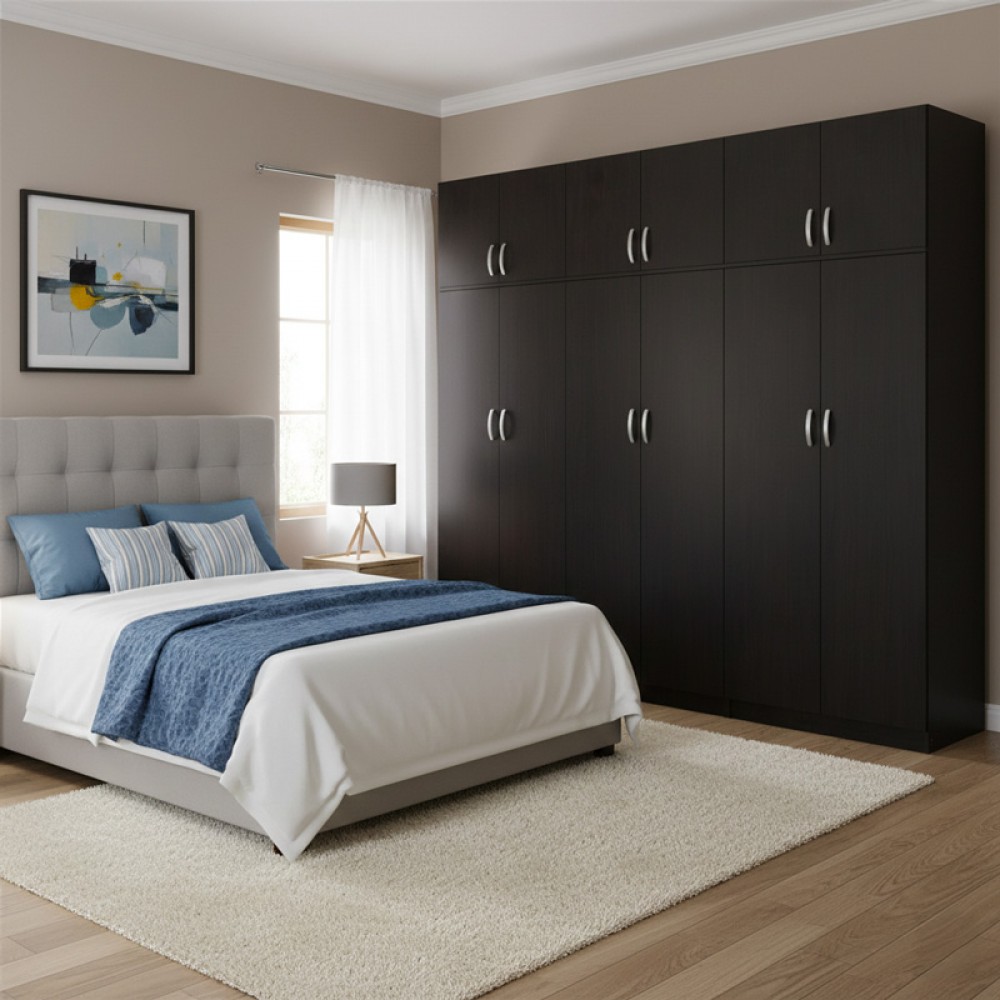 Ντουλάπα Εξάφυλλη Με Πατάρι Athos Ιι Pakoworld Wenge 240X42X240Εκ