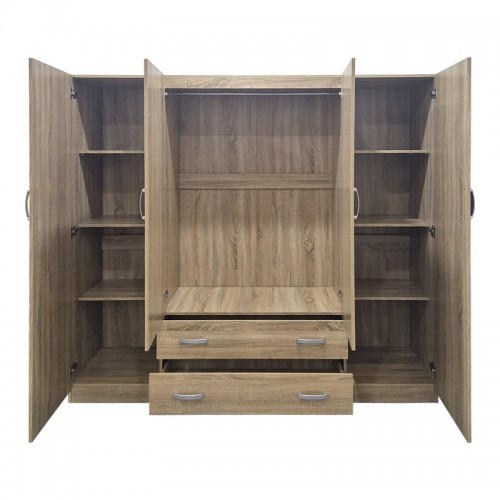 Ντουλάπα Τετράφυλλη Και Πατάρι Alvia Pakoworld Sonoma 200X51X240Εκ