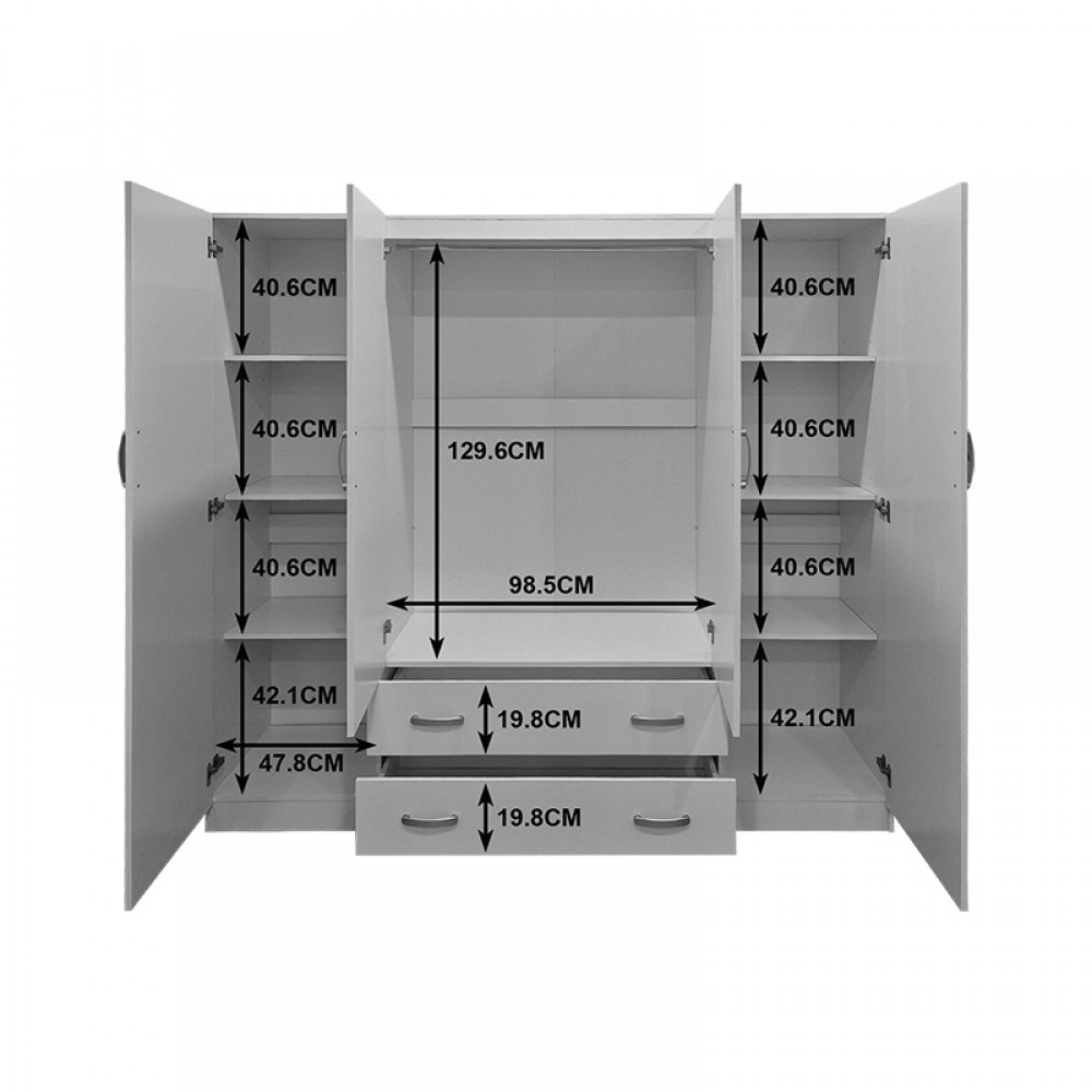 Ντουλάπα Τετράφυλλη Και Πατάρι Alvia Pakoworld Sonoma 200X51X240Εκ