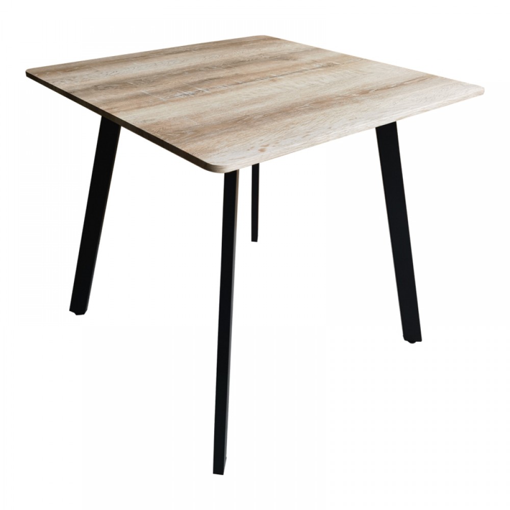 Τραπέζι Squaro Pakoworld Sonoma Mdf Με Μαύρα Μεταλλικά Πόδια 80X80X75Εκ