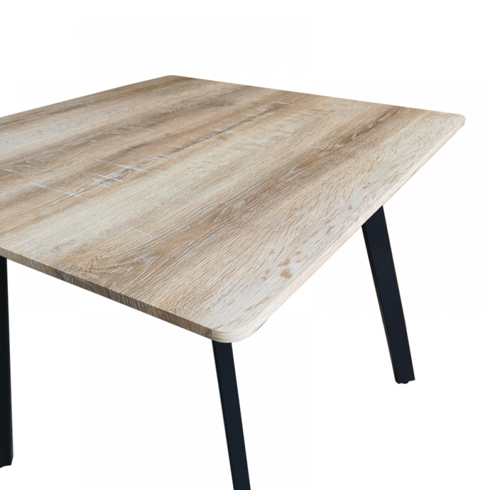 Τραπέζι Squaro Pakoworld Sonoma Mdf Με Μαύρα Μεταλλικά Πόδια 80X80X75Εκ