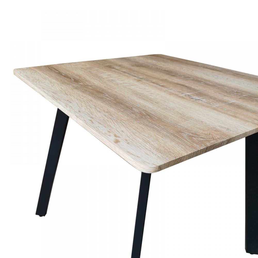 Τραπέζι Squaro Pakoworld Sonoma Mdf Με Μαύρα Μεταλλικά Πόδια 80X80X75Εκ